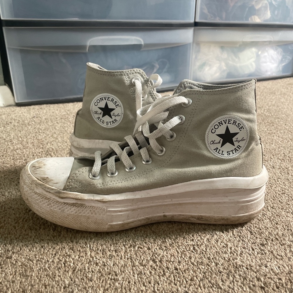 Green and white platforms 
Size 9